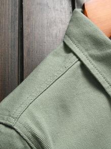 Manfinity Homme Men Cotton Flap Pocket Denim Shirt Without Tee - Mint Green - View 6