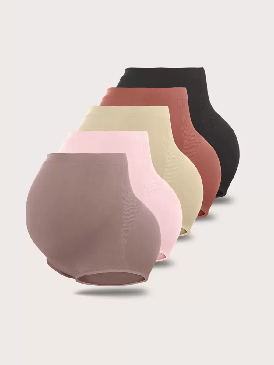 SHEIN Maternity 5pack Solid Ribbed Knit Panty For Mother - Multicolor - View 1