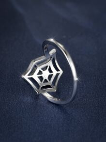 Halloween Spiderweb Decor Ring - Silver - View 2