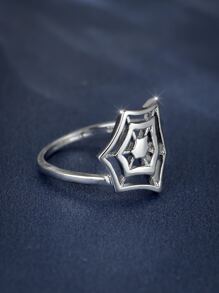 Halloween Spiderweb Decor Ring - Silver - View 3