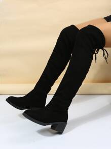 新款时尚过膝粗跟女靴