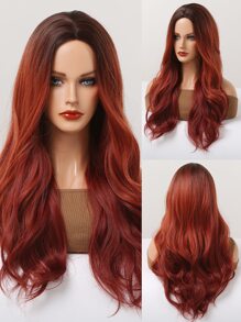 Tóc giả tổng hợp dài xoăn - Đỏ - Xem 2