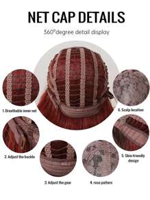 長款小波浪人造假髮 - 紅色 - 查看 4