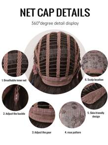 Brown 24-Inch Long Curly Synthetic Wig With Bangs - Brown - View 8