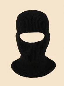 秋冬時尚刺繡針織帽子 - 黑色 - 查看 3