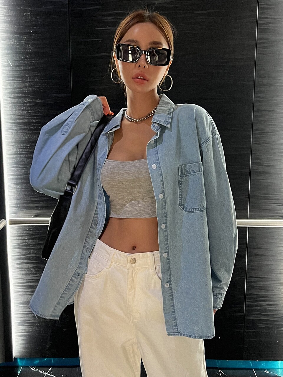 Drop Shoulder Pocket Patched Denim Coat Y2k,Back To School Clothes,Jeans Jacket,Fall Women Clothes