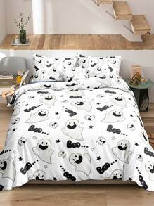 Halloween Ghost Pattern Duvet Cover Set Without Filler - Multicolor - View 1