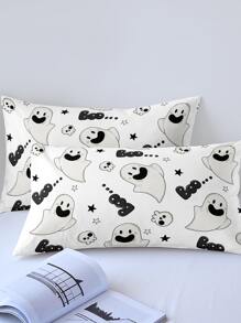 Halloween Ghost Pattern Duvet Cover Set Without Filler - Multicolor - View 2