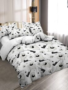 Halloween Ghost Pattern Duvet Cover Set Without Filler - Multicolor - View 4