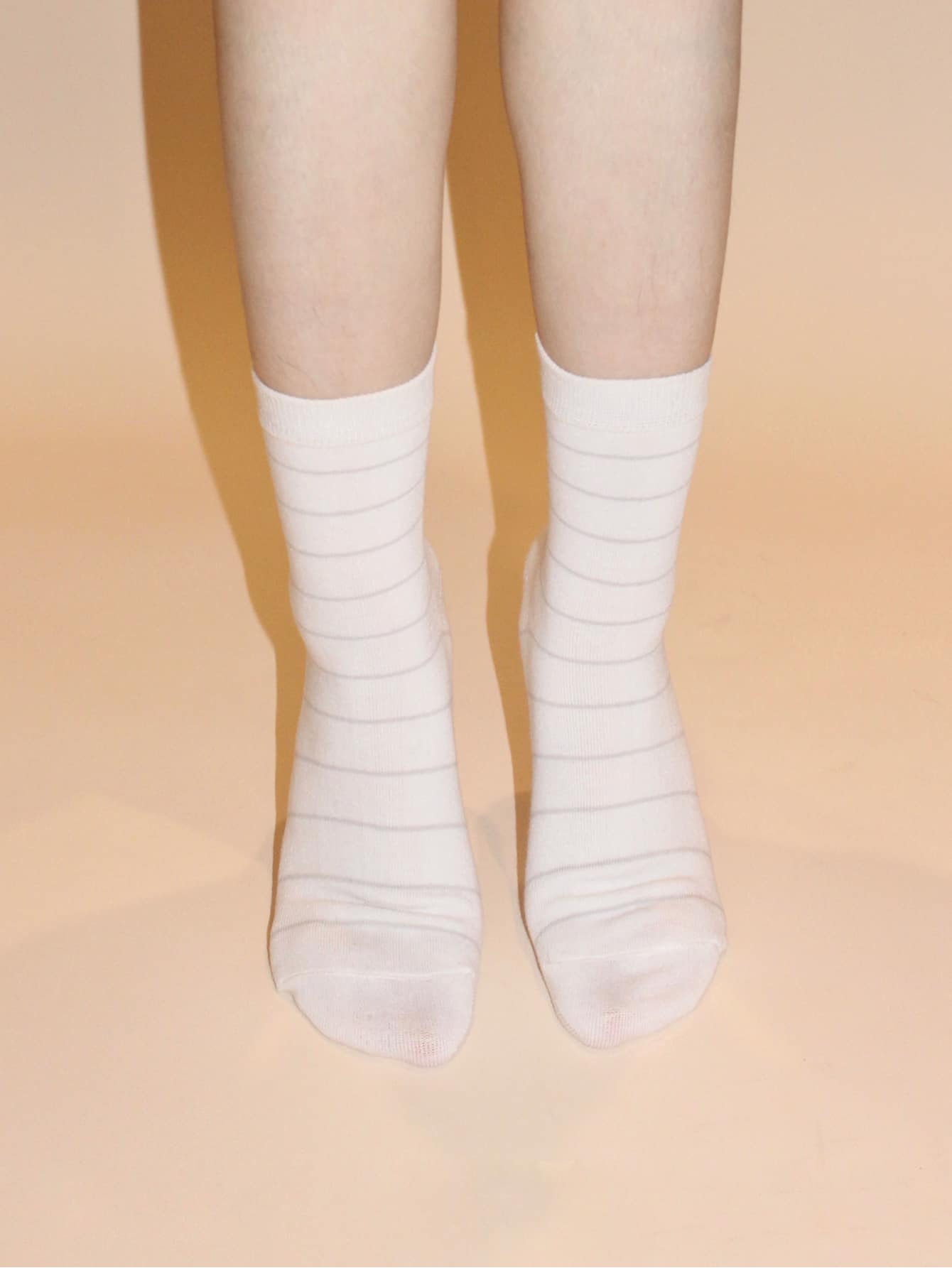 4 pares de meias de tripulação com estampa de bolinhas e listras, meias de outono - Multicolorido - Visão 3