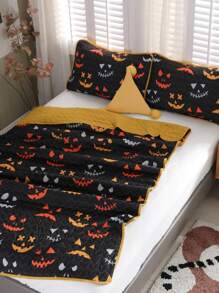Halloween Cartoon Graphic Bedspread Set - Multicolor - View 2