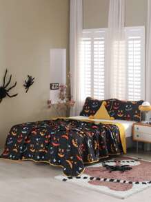 Halloween Cartoon Graphic Bedspread Set - Multicolor - View 7