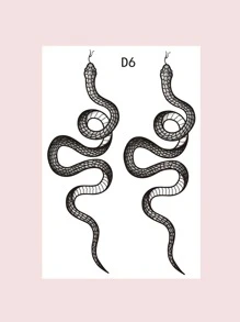 1張蛇印花紋身貼紙 - 黑色 - 查看 2