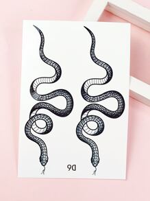 1張蛇印花紋身貼紙 - 黑色 - 查看 4