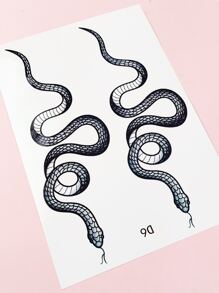 1張蛇印花紋身貼紙 - 黑色 - 查看 5