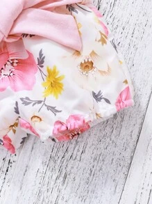 嬰兒女童標語圖形荷葉邊細肩連體衣和花卉印花腰帶短褲 - 彩色 - 查看 7