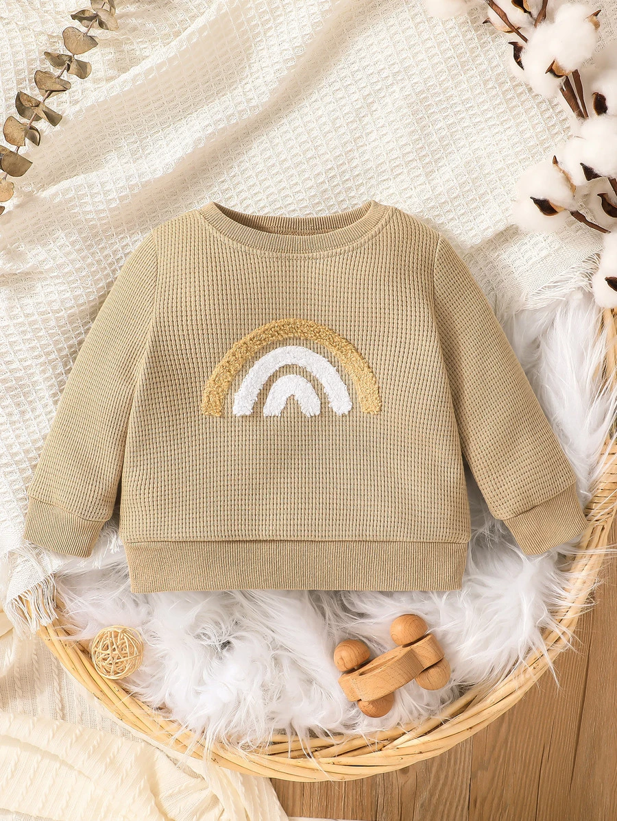 Đứa bé trai Hoa văn cầu vồng Áo chui đầu - Màu be - Xem 1