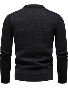 Manfinity Homme Hombres Jersey unicolor de cuello alto - Negro - Ver 3
