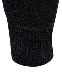 Manfinity Homme Hombres Jersey unicolor de cuello alto - Negro - Ver 5