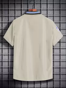 Aesthetic Post Áo sơ mi Nam Nút phía trước Lá thư Sẵn sàng - Màu Khaki - Xem 2