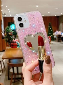 心形镜面水晶闪光手机壳适用于 iPhone 16 15 14 13 12 11 X/XS XSMAX 7P/8 7s、三星、防震保护套 - 彩色 - 查看 4