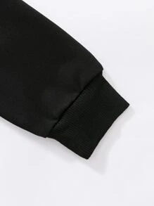 SHEIN Bộ thời trang bé trai Hoạt hình Lá thư Giải trí - màu đen - Xem 5