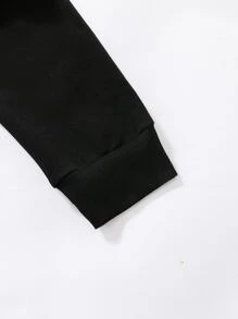 SHEIN Bộ thời trang bé trai Hoạt hình Lá thư Giải trí - màu đen - Xem 6