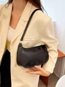 带拉链的纯色压纹几何单肩包，女士单肩包 - 压纹单肩包，时尚复古拉链包，休闲防水手提包，适合少女、女士、大学生、新秀和白领工作者，非常适合办公室、工作、商务、通勤，是女士最佳工作包