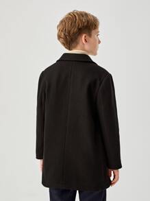 SHEIN Boys Double Breasted Overcoat - Black - View 3