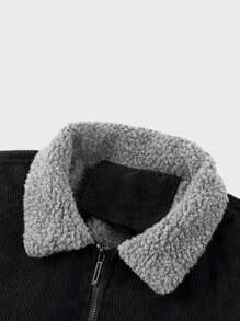 Áo khoác Nam Tương phản ren Túi Dây kéo Khối Màu Giải trí - màu đen - Xem 4