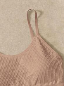 Plus Plain Rib Bralet - Apricot - View 3