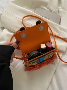 Túi Crossbody Nữ Khóa Chuỗi Khối Màu Có thể điều chỉnh được Sẵn sàng - Nhiều màu - Xem 4