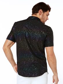 GENTILAND 男士漸層亮片襯衫 - 黑色 - 查看 2