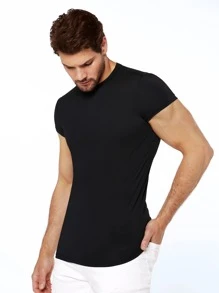 Manfinity VCAY Men T-Shirts Crew Neck Short Sleeve Plain Casual Summer Tee - Black - View 3