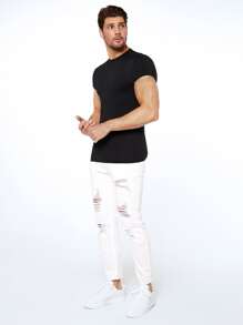 Manfinity VCAY Men T-Shirts Crew Neck Short Sleeve Plain Casual Summer Tee - Black - View 5