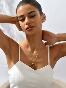 萬聖節方晶鋯石骷髏吊墜項鍊