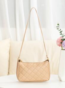 Mini Quilted Chain Decor Square Bag - Khaki - View 2