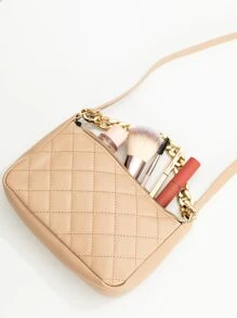 Mini Quilted Chain Decor Square Bag - Khaki - View 4