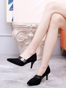 Giày cao gót Đồ trang trí Rhinestone Chóp giầy nhọn Cao gót Suedette - màu đen - Xem 3