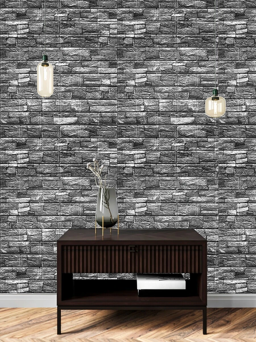 1/2/5/10 miếng giấy dán tường họa tiết gạch mô phỏng 3D XPE, trang trí theo phong cách hiện đại tối giản, cải tạo cao cấp, miếng dán tường trang trí nhiều màu sắc phù hợp để trang trí nhà cửa, miếng dán tường xốp chống va chạm, dễ vệ sinh, miếng dán tường chống va chạm tự dính, giấy dán tường phong cách đơn giản và hiện đại, giấy dán tường cách âm để trang trí phòng ngủ, trang trí phòng khách, trang trí phông nền TV - màu đen - Xem 1