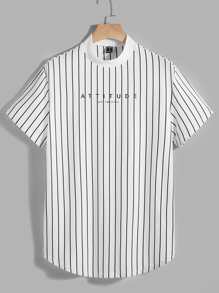 GENTILAND Tops Nam Lá thư Sọc Giải trí - trắng - Xem 1