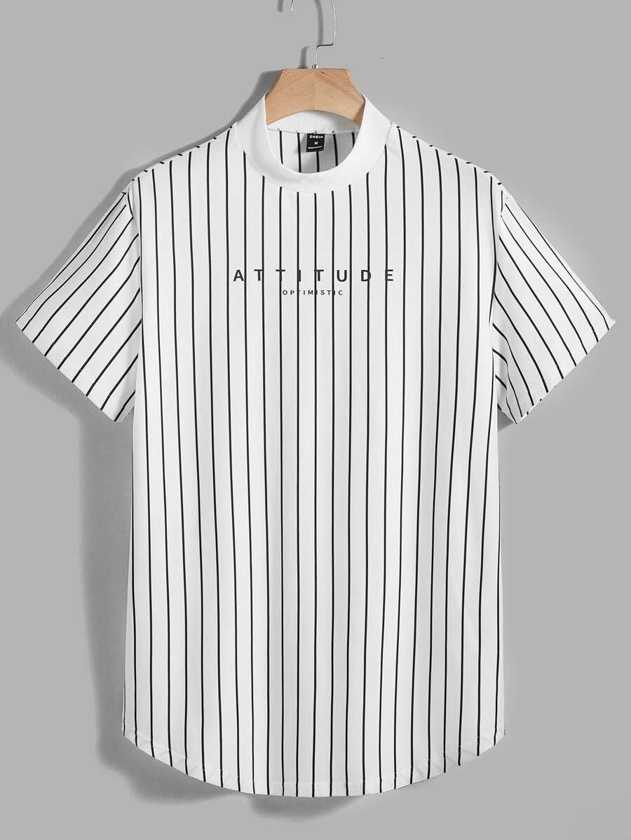GENTILAND Tops Nam Lá thư Sọc Giải trí - trắng - Xem 1