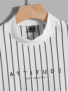 GENTILAND Tops Nam Lá thư Sọc Giải trí - trắng - Xem 3