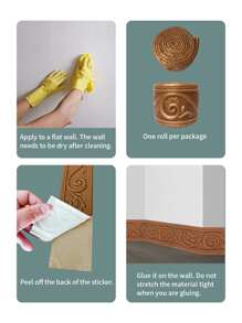 1 卷 3D 花叶藤蔓图案浮雕浪漫特殊设计踢脚线贴纸，XPE 泡沫材料自粘防撞墙贴，极简主义现代风格家居装饰，装修踢脚线，卧室装饰，浴室装饰，防尘房间装饰用品，美化提升幸福感墙贴，办公室装饰，学校装饰，用于保护墙边的家装材料，有各种颜色和尺寸可供选择，易于清洁，贴纸，墙贴，家居装饰用乙烯基贴花，春季装饰品让您的家焕然一新，拉玛装饰贴纸 - 棕色 - 查看 7
