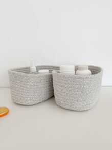 2入組編織書桌收納籃 - 灰色 - 查看 1