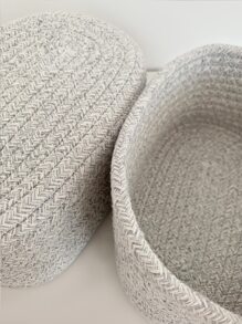 2入組編織書桌收納籃 - 灰色 - 查看 3