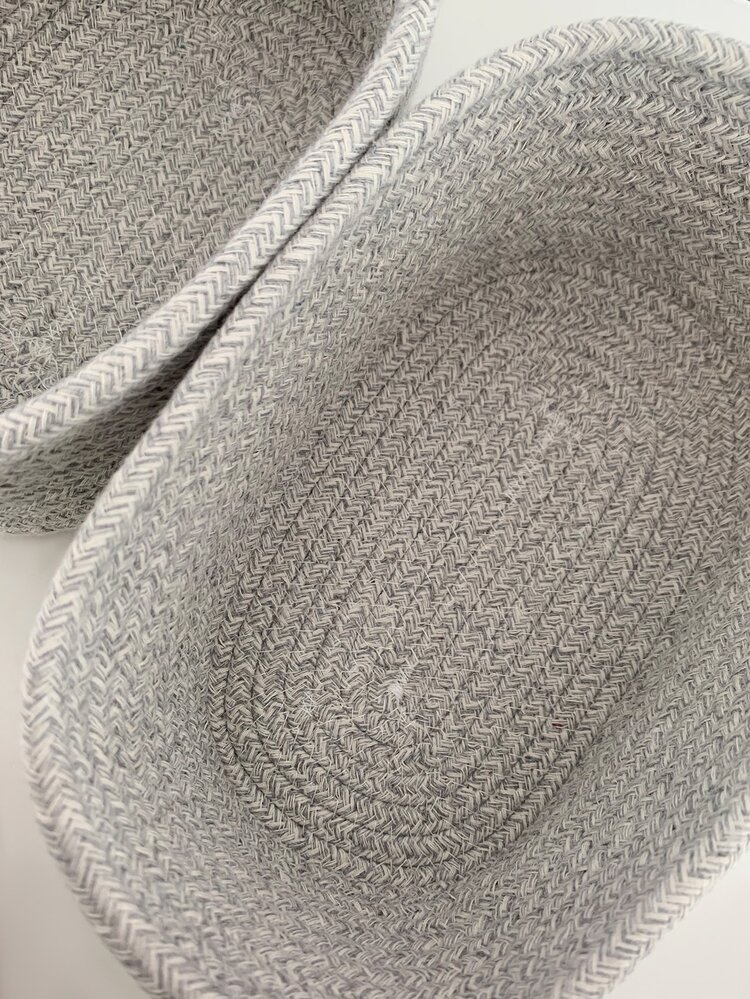 2 piezas Cesta de almacenamiento tejido de escritorio - Gris - Añade 4