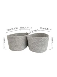 2入組編織書桌收納籃 - 灰色 - 查看 5