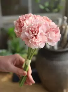 Bộ 5 Nhân Tạo Hoa Mẫu Đơn, Lụa Nhân Tạo Hoa Trang Trí Nhà Cưới Cho Cô Dâu Hoa Giả Giả Phòng Khách - Hồng - Xem 1