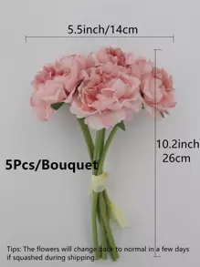 Bộ 5 Nhân Tạo Hoa Mẫu Đơn, Lụa Nhân Tạo Hoa Trang Trí Nhà Cưới Cho Cô Dâu Hoa Giả Giả Phòng Khách - Hồng - Xem 3